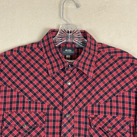 G-Star Raw Shirt Mens Large Red Plaid Long Sleeve Snap Up‎ Graphic Print - Picture 2 of 13